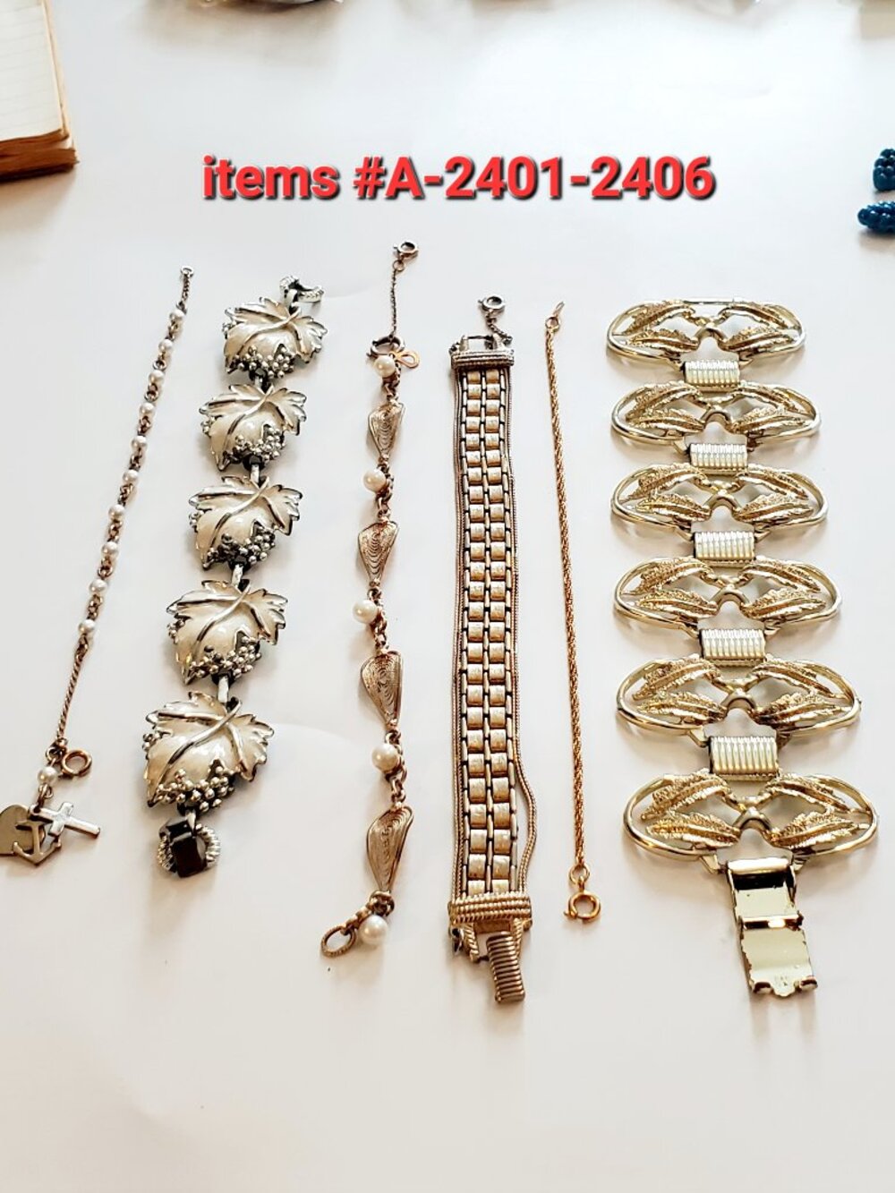 6 Bracelets, items # A-2401-2406, . wt. 118 grams.